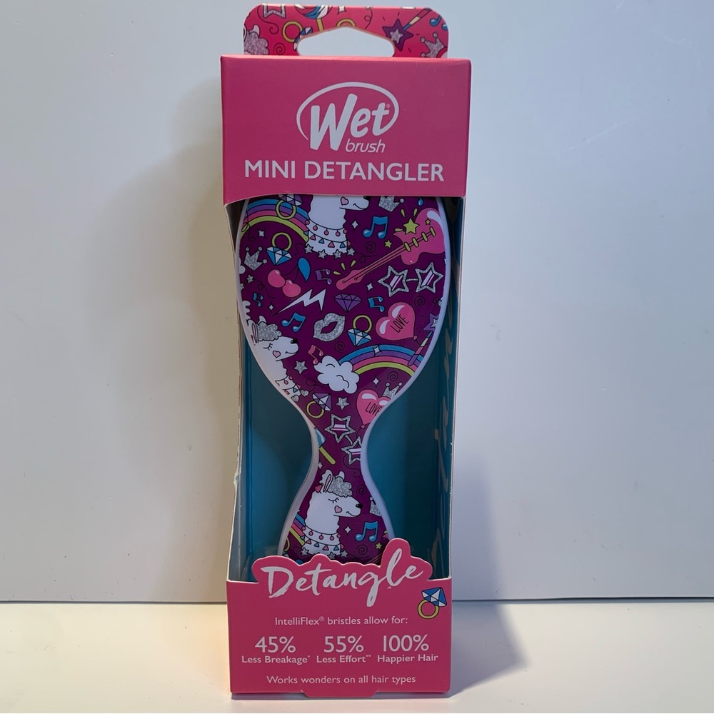 Wet Brush Mini Detangler Kids Hairbrush IntelliFlex Bristles Purple LLama NEW